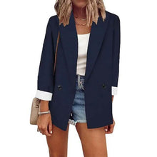 Load image into Gallery viewer, Women's Basic Double Breasted Solid Colored Blazer
