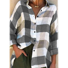 Load image into Gallery viewer, Women's Basic Loose Checkered Long Sleeve Shirt
