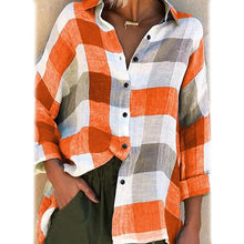 Load image into Gallery viewer, Women's Basic Loose Checkered Long Sleeve Shirt
