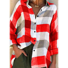 Load image into Gallery viewer, Women's Basic Loose Checkered Long Sleeve Shirt
