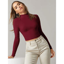 Load image into Gallery viewer, Women's Basic Mock Neck Long Sleeve Top
