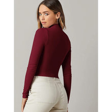 Load image into Gallery viewer, Women's Basic Mock Neck Long Sleeve Top
