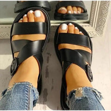 Load image into Gallery viewer, Womens Black Buckle Sandals Soft  Casual Thick Comfort Fashion Stylish Design Women Sandals
