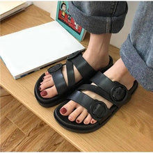 Load image into Gallery viewer, Womens Black Buckle Sandals Soft  Casual Thick Comfort Fashion Stylish Design Women Sandals
