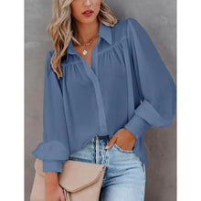 Load image into Gallery viewer, Womens Blouse Shirt Plain Button Long Sleeve
