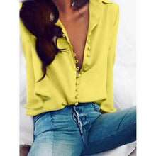 Load image into Gallery viewer, Women's Blouse Shirt Solid Colored Long Sleeve Button V Neck Basic Tops
