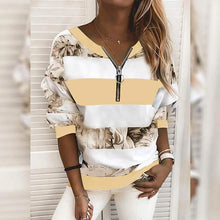Load image into Gallery viewer, Women's Blouse Shirt Striped Color Block Long Sleeve Print V Neck Tops
