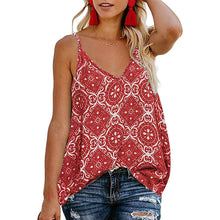 Load image into Gallery viewer, Women's Boho Floral V Neck Spaghetti Straps Tank Top Summer Sleeveless Shirts Blouse
