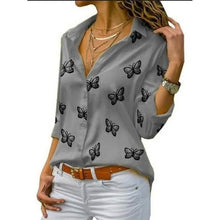 Load image into Gallery viewer, Women's Butterfly Long Sleeve Print Shirt Collar Basic Tops

