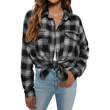 Load image into Gallery viewer, Women's Button Flannel Shirt Plaid Long Sleeve Top
