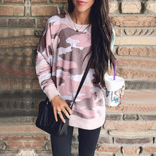 Load image into Gallery viewer, Women's Camouflage Print Casual Leopard Pullover Long Sleeve Sweatshirts
