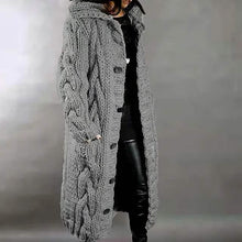 Load image into Gallery viewer, Women's Cardigan Sweater Jumper Cable Chunky Knit Hooded Solid Color Open Front
