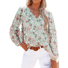 Load image into Gallery viewer, Womens Casual Boho Floral Print V Neck Long Sleeve Loose Blouse
