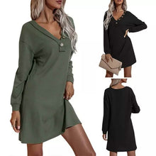 Load image into Gallery viewer, Women's Casual Dresses V-Neck Buttoned Hip Knitted Dresses
