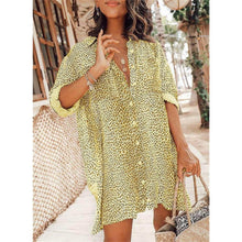 Load image into Gallery viewer, Women's Casual Leopard Print Shirt Dress
