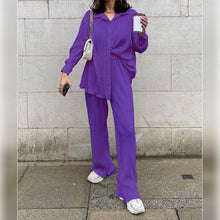 Load image into Gallery viewer, Women's Casual Long Sleeve Button Blouse Top Wide Leg Loose Streetwear Loungewear
