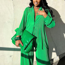 Load image into Gallery viewer, Women's Casual Long Sleeve Button Blouse Top Wide Leg Loose Streetwear Loungewear
