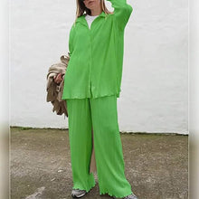 Load image into Gallery viewer, Women's Casual Long Sleeve Button Blouse Top Wide Leg Loose Streetwear Loungewear
