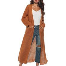 Load image into Gallery viewer, Womens Casual Long Sleeve Split Open Cardigan Knit Long Cardigan Sweaters with Pockets
