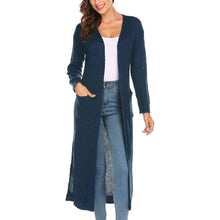 Load image into Gallery viewer, Womens Casual Long Sleeve Split Open Cardigan Knit Long Cardigan Sweaters with Pockets
