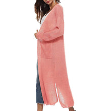 Load image into Gallery viewer, Womens Casual Long Sleeve Split Open Cardigan Knit Long Cardigan Sweaters with Pockets
