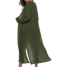 Load image into Gallery viewer, Womens Casual Long Sleeve Split Open Cardigan Knit Long Cardigan Sweaters with Pockets
