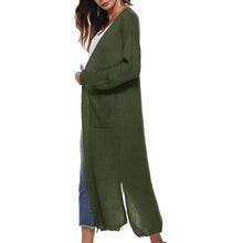 Load image into Gallery viewer, Womens Casual Long Sleeve Split Open Cardigan Knit Long Cardigan Sweaters with Pockets
