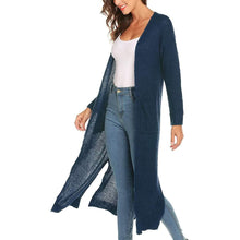Load image into Gallery viewer, Womens Casual Long Sleeve Split Open Cardigan Knit Long Cardigan Sweaters with Pockets
