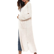 Load image into Gallery viewer, Womens Casual Long Sleeve Split Open Cardigan Knit Long Cardigan Sweaters with Pockets
