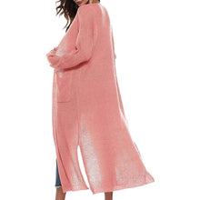 Load image into Gallery viewer, Womens Casual Long Sleeve Split Open Cardigan Knit Long Cardigan Sweaters with Pockets
