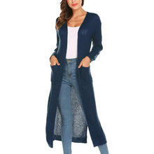 Load image into Gallery viewer, Womens Casual Long Sleeve Split Open Cardigan Knit Long Cardigan Sweaters with Pockets

