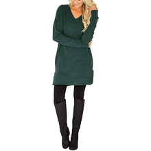 Load image into Gallery viewer, Womens Casual Long Sleeves Solid V-Neck Tunics Shirt Tops with Pockets

