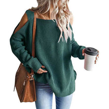 Load image into Gallery viewer, Women's Cold Shoulder Batwing Chunky Knitted Tunic Tops
