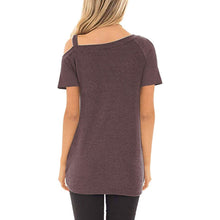 Load image into Gallery viewer, Women's Cold Shoulder Tops Summer Short Sleeve Casual Twist Knot Blouse T-Shirt
