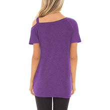 Load image into Gallery viewer, Women's Cold Shoulder Tops Summer Short Sleeve Casual Twist Knot Blouse T-Shirt
