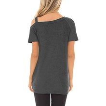 Load image into Gallery viewer, Women's Cold Shoulder Tops Summer Short Sleeve Casual Twist Knot Blouse T-Shirt
