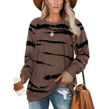 Load image into Gallery viewer, Womens Crewneck Long Sleeve Sweatshirts Striped Casual Tops Printed Loose Pullover Shirts
