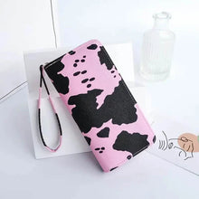 Load image into Gallery viewer, Women's Cute Versatile Faux Leather Cow Print Long Wallet

