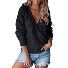 Load image into Gallery viewer, Women's Deep V Neck Long Sleeve Crochet Tops
