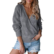 Load image into Gallery viewer, Women's Deep V Neck Long Sleeve Crochet Tops
