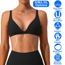 Load image into Gallery viewer, Women's Deep V-Neck U-Shaped Back Sports Bra
