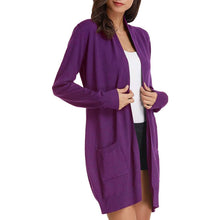 Load image into Gallery viewer, Women's Essential Solid Open Front Long Knited Cardigan Sweater
