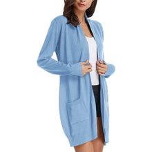 Load image into Gallery viewer, Women's Essential Solid Open Front Long Knited Cardigan Sweater
