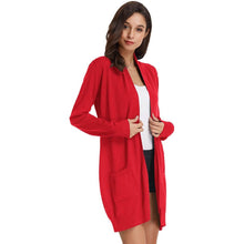 Load image into Gallery viewer, Women's Essential Solid Open Front Long Knited Cardigan Sweater
