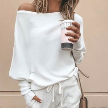 Load image into Gallery viewer, Women's Fashion Off Shoulder Long Sleeve Sweater Casual Long Sleeved Sweatshirt Top
