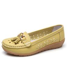 Load image into Gallery viewer, Womens Flats Summer Genuine Leather Shoes Low Heels Slip On Casual Flat Shoes Women's Espadrilles Casual Shoes Spring Comfortable Strong Design
