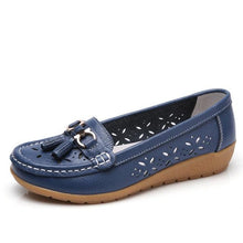 Load image into Gallery viewer, Womens Flats Summer Genuine Leather Shoes Low Heels Slip On Casual Flat Shoes Women's Espadrilles Casual Shoes Spring Comfortable Strong Design
