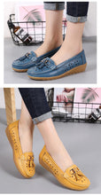 Load image into Gallery viewer, Womens Flats Summer Genuine Leather Shoes Low Heels Slip On Casual Flat Shoes Women's Espadrilles Casual Shoes Spring Comfortable Strong Design

