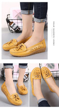 Load image into Gallery viewer, Womens Flats Summer Genuine Leather Shoes Low Heels Slip On Casual Flat Shoes Women's Espadrilles Casual Shoes Spring Comfortable Strong Design
