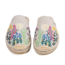 Load image into Gallery viewer, Womens Flip Flops Slippers Real Hemp Summer Rubber Floral Slides Woman Shoes Comfy House Shoes Indoor Outdoor Cozy Womens Slipper Hard Sole Orthopedic Hemp  Linen Slides Slippers
